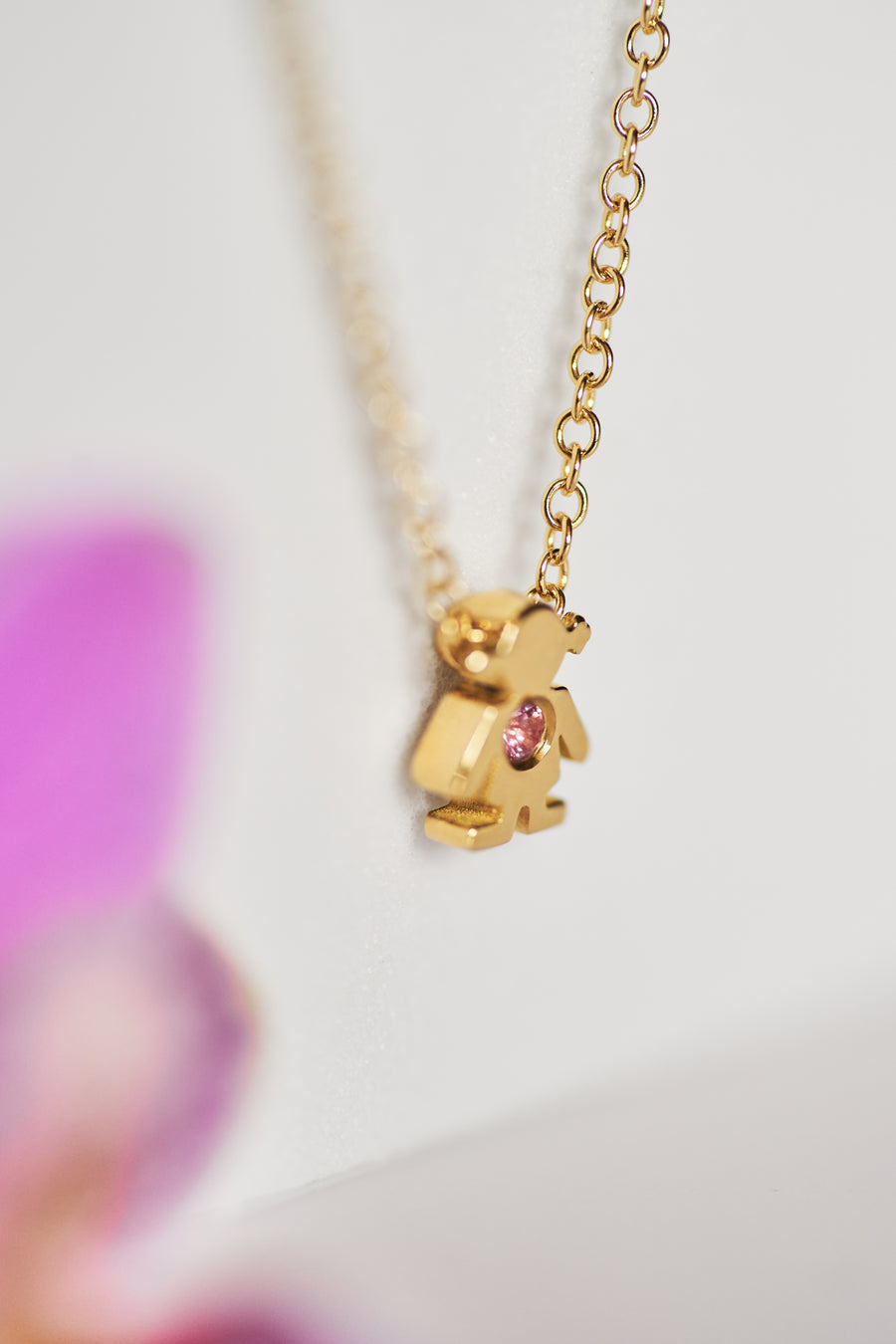 18k gold girl pendant necklace.