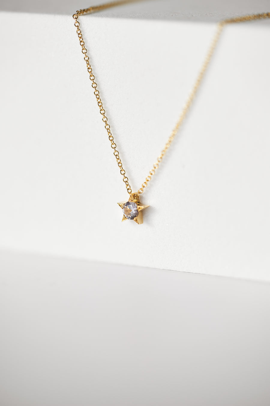 18k gold Star Necklace Pastel Ice blue.