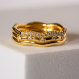 The Wave Set Rings / 18K Gold & Ocean Diamonds