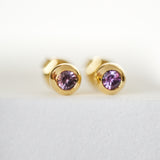 18k Gold Pearl & Violet Sapphire Earrings