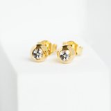 18k Gold Mini Pearl & Blue Sapphire Earrings