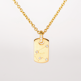 Zodiac Sign Tag, 18k Gold & Ocean Diamonds