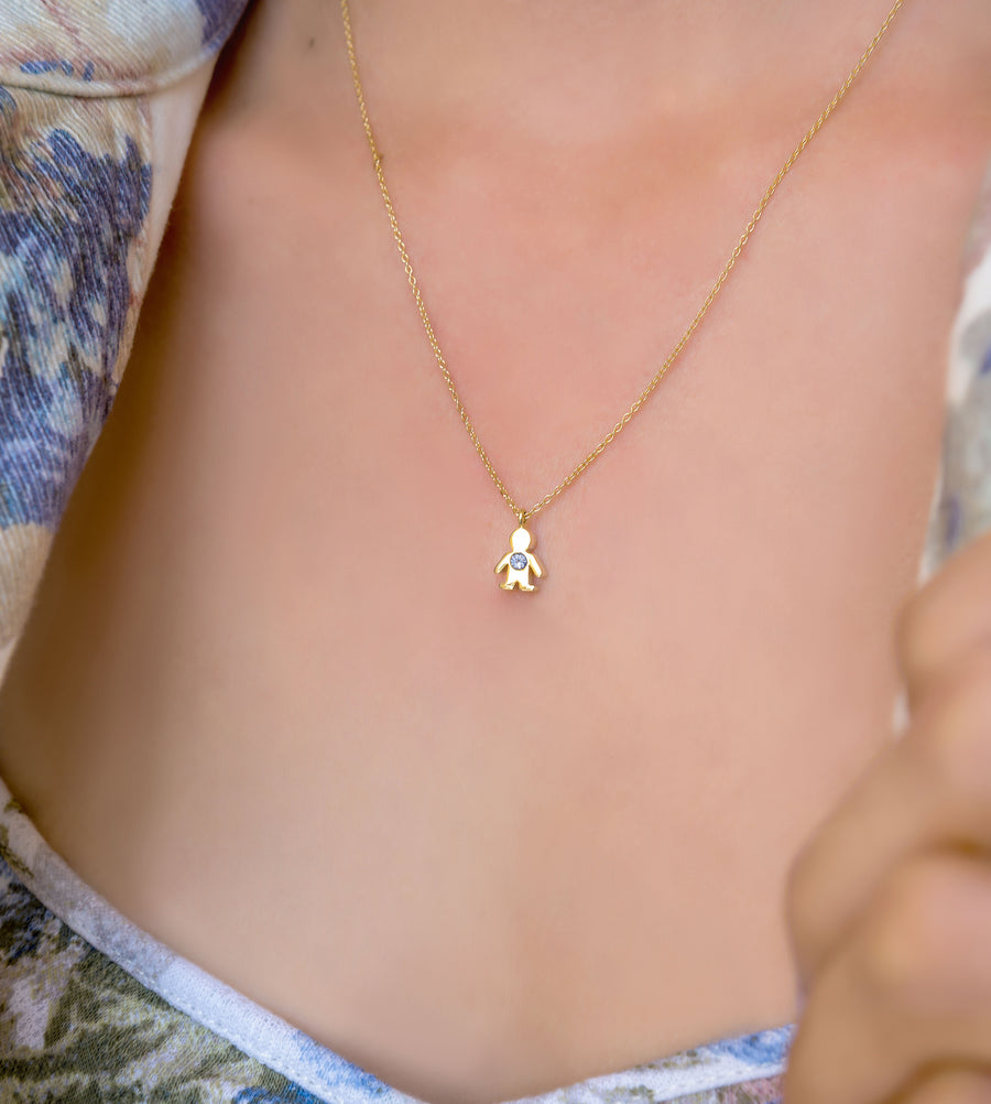 18k gold boy pendant necklace