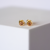 Orange Padparascha Golden Pearl Earrings