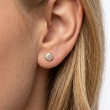 18k gold solitaire bezel setting stud earring