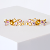 The Mananasi Solar Cluster: One-of-a-Kind 18k Gold, Rare Sapphire & Ocean Diamond Earrings