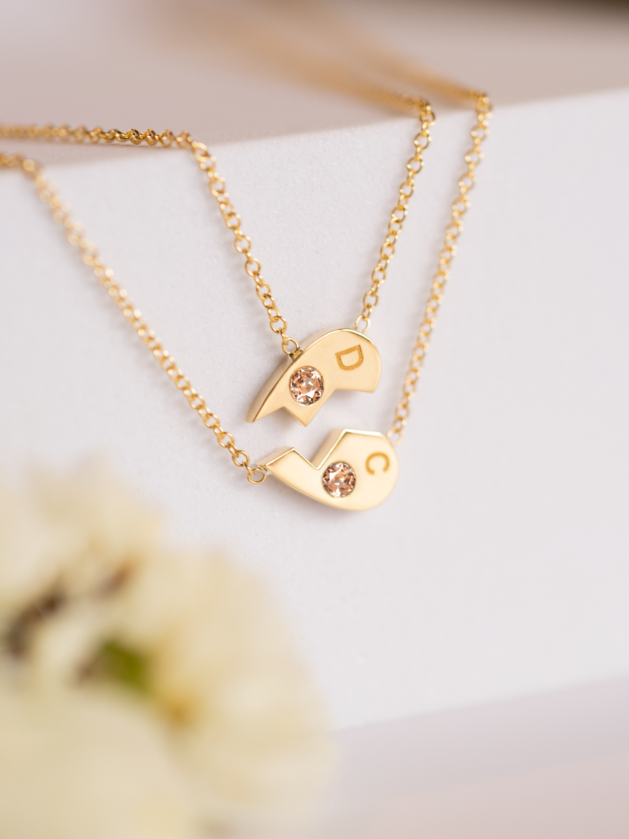 Gold half best sale heart necklace