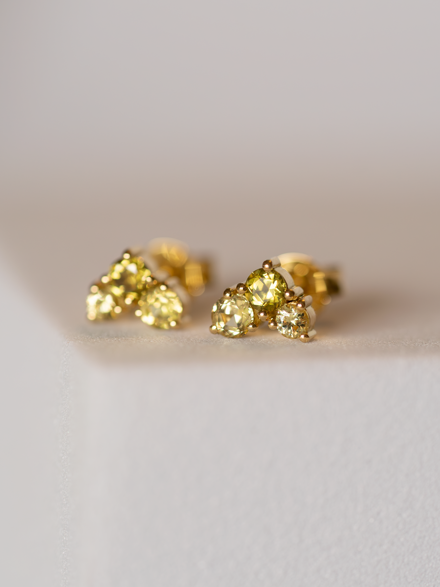 18k Gold Green Bouquet Earrings