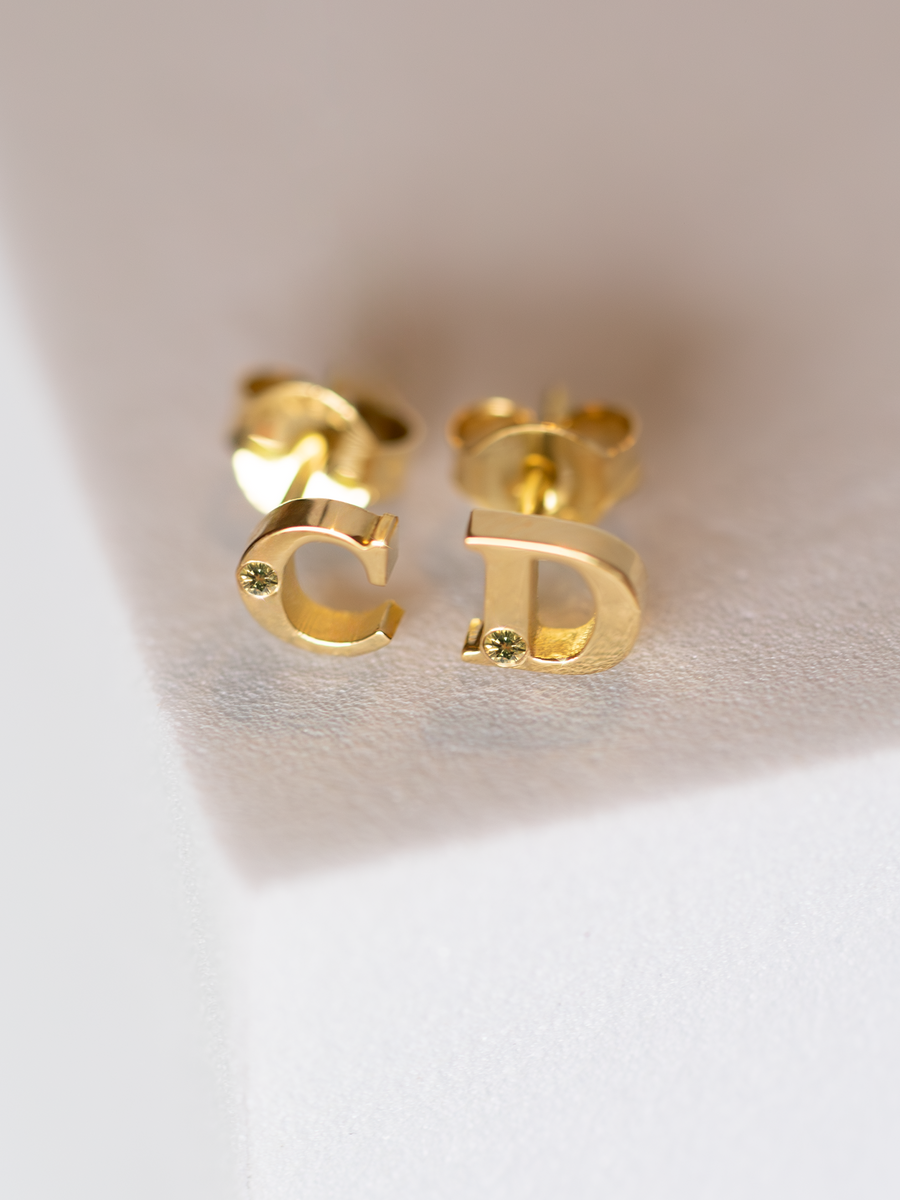 18k Gold Alphabet Personalized Earrings